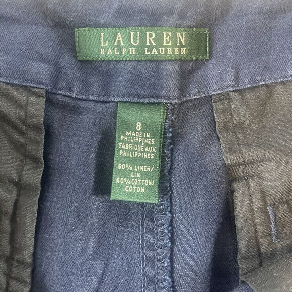 Lauren Ralph Lauren Shorts Womens 8 Blue Linen Blend Lightweight Summer Preppy - Picture 4 of 8
